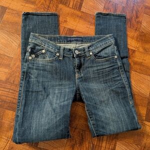 Rock & Republic Berlin Dark Blue Jeans Faded Embossed Size 6 Women's